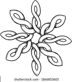 celtic knot hand designed pattern in the shape of a stylized rose