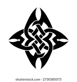 Celtic Knot Inspired Abstract Logo, Black Intertwined Design, Vector Symbol for Heritage and Connection