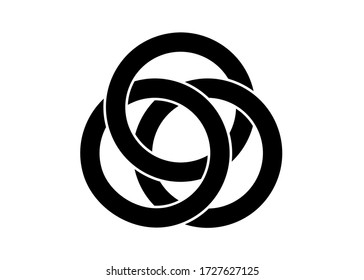 Celtic knot, interlocked circles logo, vector tattoo isolated on white background 