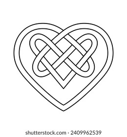 Knot celta entrelazado con el símbolo del corazón. Arte de la línea del vector.