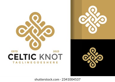 Celtic knot leaf logo design vector symbol icon illustration