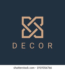 celtic knot ornament. monogram logo icon design template for business. luxury geometric emblem with overlapping elements. line royal symbol or sign. isolated on blue background. vector illustration
