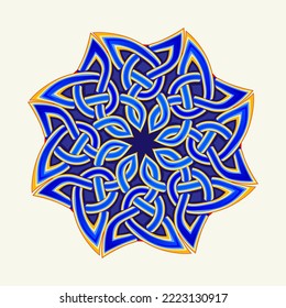 Celtic knot pattern ornament. Ancient Irish symbol. Ethnic magic sign. Old Nordic drawing. Print for logo, fabric, wallpaper, background, banner, design, embroidery, decoration. Vector illustration.