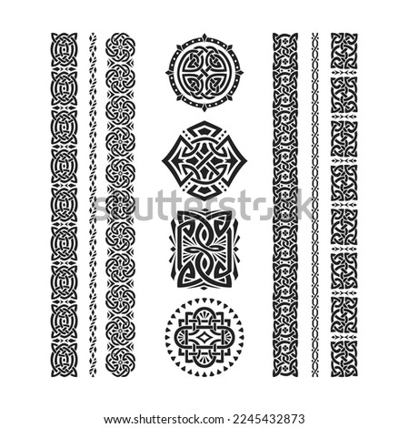 Celtic knot patterns, ornaments and borders. Celtic and floral ornaments collection.	 Foto stock © 