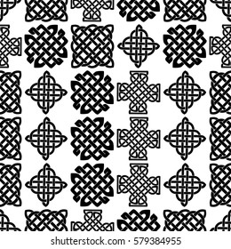 Celtic knot seamless black and white pattern.