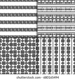 Celtic knot seamless black and white pattern set.