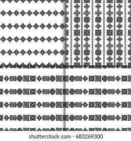 Celtic knot seamless black and white pattern set.