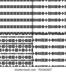Celtic knot seamless black and white pattern set.
