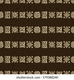 Celtic knot seamless brown pattern. Abstract background.