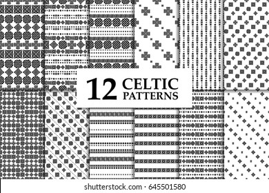 Celtic knot seamless pattern set