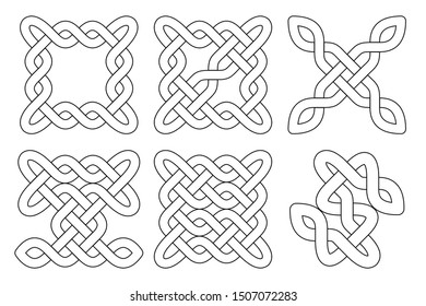 Celtic knot set. Abstract ornament. Vector outline illustration.