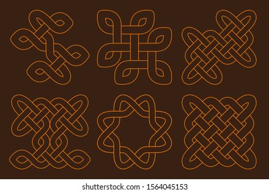 Celtic knot set. Abstract ornament. Vector outline illustration.