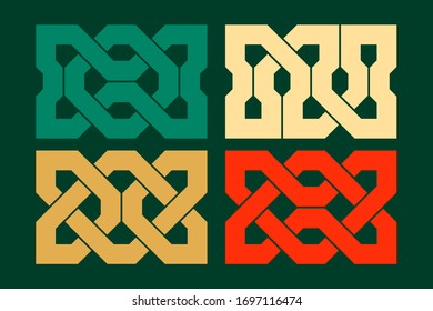 Juego de nudos celtas. Decoración medieval. Elementos de diseño geométrico. Ilustración vectorial.
