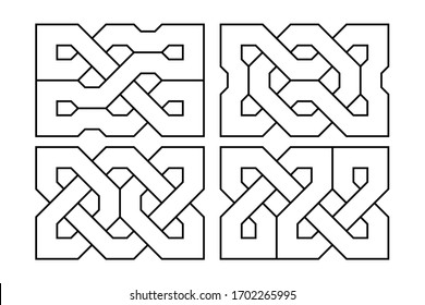 Juego de nudos celtas. Decoración medieval. Elementos de diseño geométrico. Ilustración del contorno del vector.