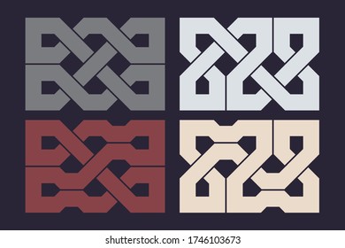 Celtic knot set. Medieval decorative ornament. Geometric Design Elements. Vector illustration.