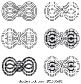 Celtic knot six different arrangements