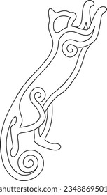 Celtic knot standing cat black and white line art