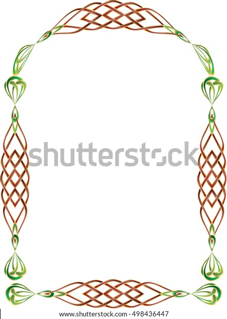 Celtic knot style border graphic element,\
frame or banner. Color vector\
illustration.