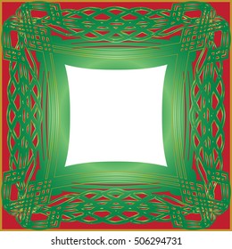 Celtic knot style frame border graphic element, frame or banner with copy space for text. Color vector illustration.