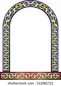 Celtic knot style frame border graphic element, frame or banner with copy space for text. Color vector illustration.