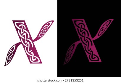 Diseño de icono de letra X de estilo de nudo celta