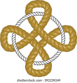 Celtic knot style ornament of two interlaced ropes.