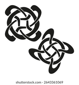 Celtic knot symbol. Intricate loop pattern. Vector tribal design. Black white contrast.