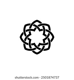 Símbolo de nudo celta del diseño Lotus Logo. Icono floral de lujo de Vector de signo infinito imprimible, aislado sobre fondo blanco.