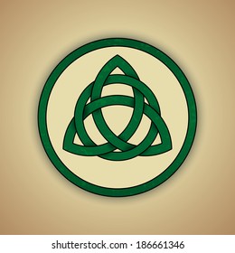 Celtic Knot Symbol of Trinity. Vector illustration of green celtic knot with slight grunge texture