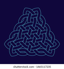 Celtic knot. Triangular abstract ornament. Vector outline illustration.