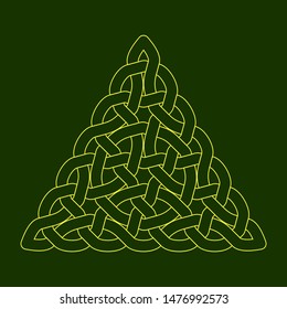 Celtic knot. Triangular abstract ornament. Vector outline illustration.