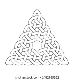 Celtic knot. Triangular abstract ornament. Vector outline illustration.