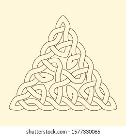 Celtic knot. Triangular abstract ornament. Vector outline illustration.