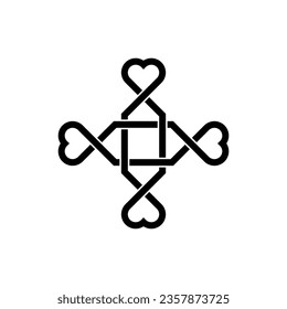 Celtic knot vector of endless love symbol, eternity line art heart icon, infinite clipart, the interconnectivity of life. isolated on white background
