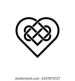 Celtic knot vector of endless love symbol, eternity line art heart icon, infinite clipart, the interconnectivity of life. isolated on white background