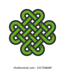 Celtic knot vector, Feast of Saint Patrick filled style icon editable outline
