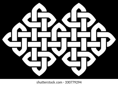 Celtic knot vector illustration (pointed corners, black and white, isolated)