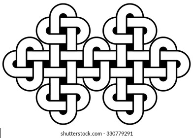 Celtic knot vector illustration (rounded corners, black and white, isolated)