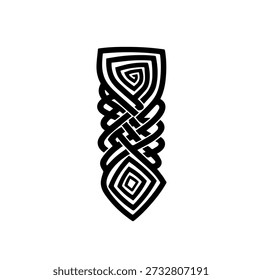 Ilustración vectorial de nudo celta - diseño tribal entrelazado nórdico tradicional, ornamento geométrico blanco y negro minimalista para el tatuaje o la marca decorativa