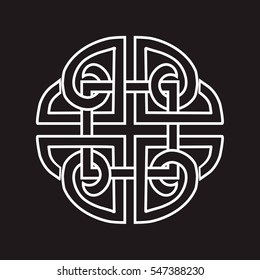 Celtic Knot. White isolated silhouette  on a black background. Vector illustration
