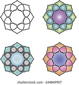 Celtic knot-like Mandala. Four different designs