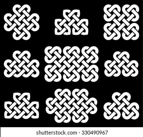 Celtic knots collection, vector illustration (black and white, isolated) 