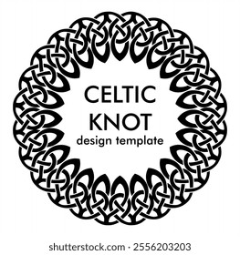 Celtic knots frame. Celtic or scandinavian ornament. Traditional medieval circular frame pattern illustration. Scandinavian Design, celtic pattern, isolated on white, vector illustration