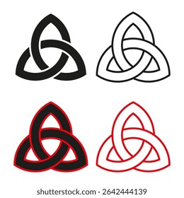 Celtic knots icon. Ancient symbol collection. Vector mystical patterns. Interconnected pagan art.