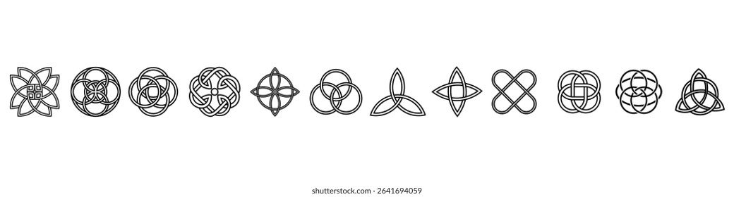 Celtic knots icon vector set. Celtic signs illustration symbol collection. Celtic drawings symbol or logo.