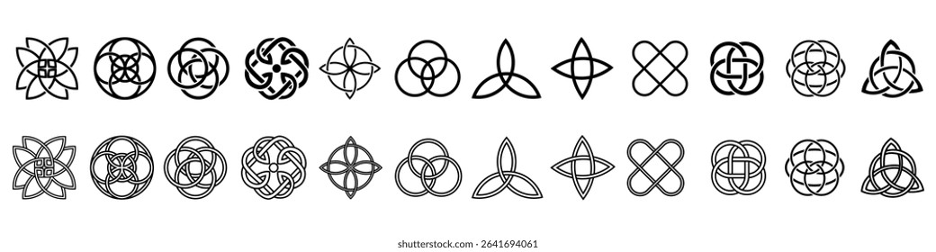 Celtic knots icon vector set. Celtic signs illustration symbol collection. Celtic drawings symbol or logo.