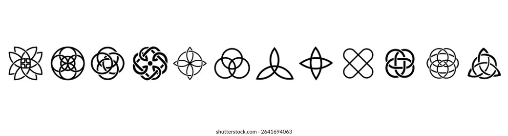 Celtic knots icon vector set. Celtic signs illustration symbol collection. Celtic drawings symbol or logo.