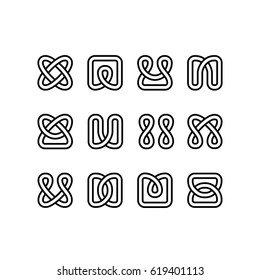 Celtic knots inspired vector logos collection. Irish pattern, ornament, simple elements on white background.