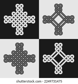 Celtic knots on a white and dark background. Isolated nodes. Vector illustration.