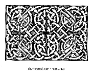 celtic knots pattern in ink hand drawn style